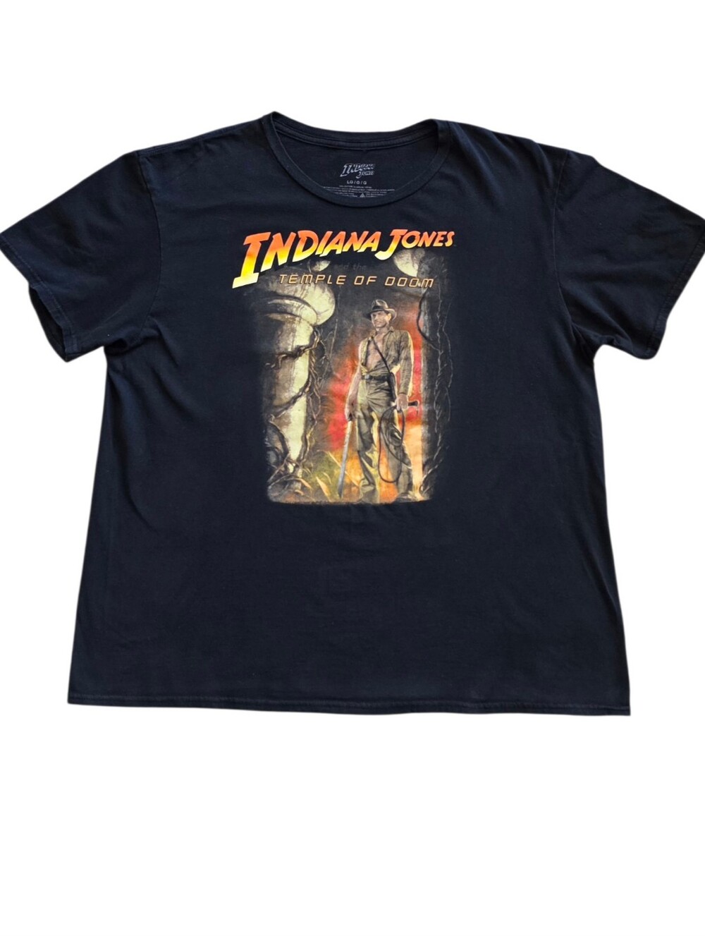 Indiana Jones Large Black Temple of Doom Pop Culture Movie Tee Shirt